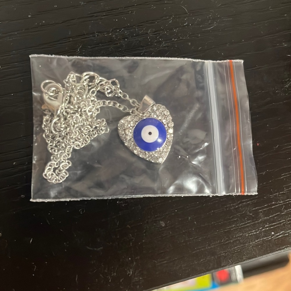 Heart evil eye necklace
